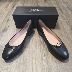 Never Worn J. Crew Leather Kiki Classic Ballet Flats in Black, size 10.5